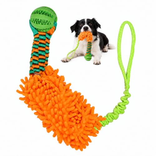 Dog Tug Toy - Interactive Dog Rope Toys, Stretchy Bungee Handle, Strong Squeak Rope Toy for Large Dogs, Puppies, Middle Dogs (Orange) - color: Orange Tug Toy, size: Medium
