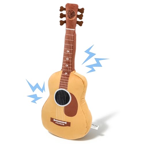 PUPROAR Guitar Dog Toy, Funny Plush Squeaky Puppy Gift, A Birthday Dog Toy & Unique Present for Small, Medium & Large Breeds
