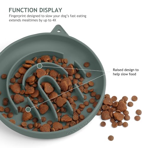Coomazy Slow Feeder Cat Bowl Silicone Pet Puzzle Feeder for Slow Eating - color: Green