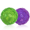 3'' Squeaky Dog Toy Balls for Lagre Medium Breed, Indestructible Dog Balls for Playing, Fetching & Retrieving, Durable Aggressive Chewers, 2 PCS Green+Purple - color: Green+Purple