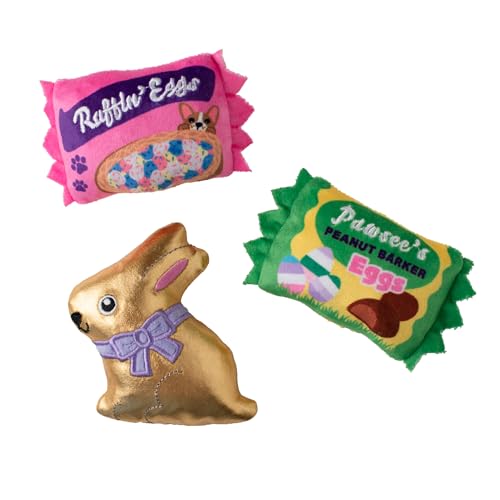 Fringe Studio Plush Dog Toy, 3 Pieces Set, Egg-STRA Sweets, Petshop Collection (662100) - style: Egg-Stra Sweets