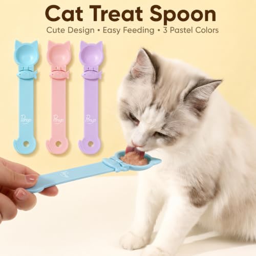 3 Pack Lickable Cat Treat Spoons - Cat Strip Feeder & Squeeze Dispenser, Protective Cats Squeeze Treat Spoon for Liquid Puree & Wet Food, Easy to Clean Pet Food Spoon (Cat Smile Style) - color: Cat Smile Style