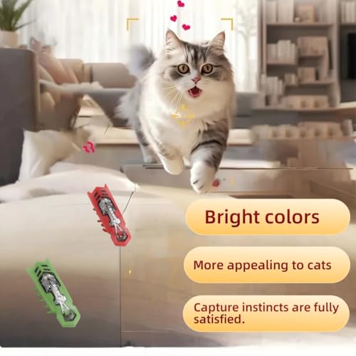 Cat Bug Toy Electric Moving Interactive Cat Toy for Indoor Cats Educational Cat Teaser Toy 2PCS Electronic Beetle Interactive Set for Indoor Cats Kitten Chase Exercise Battery Operated - color: Green+red