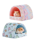 2 Pack Hamster Hideout Bed, Washable Small Animal House Bed Hamster House - color: Pink+Blue, size: 6*6in