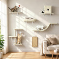 Cat Wall Shelves, 6-in-1 Cat Wall Furniture Set, Beige - color: Beige