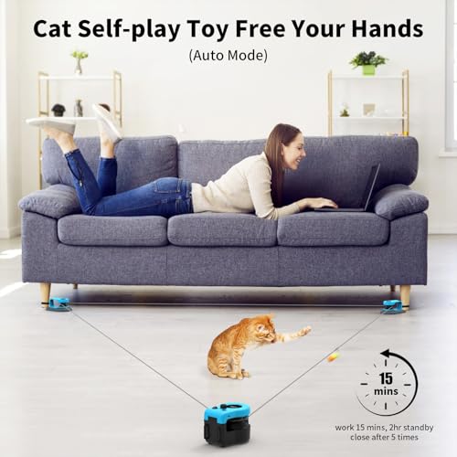 AsFrost Upgraded Interactive Cat Toy for Indoor Cats Chase/Run/Hunt-SkyBlue - color: Sky Blue
