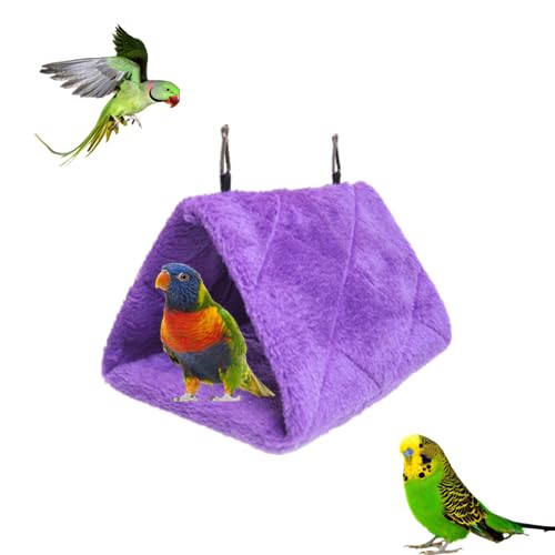 2 Pack Warm Bird Nest House Bed Hanging Hammock Toy Sleeping Bed Plush Hanging Snuggle Cave Happy Hut for Pet Parrot Parakeet Cockatiel Conure Cockatoo African Grey Macaw(Purple) - color: Purple