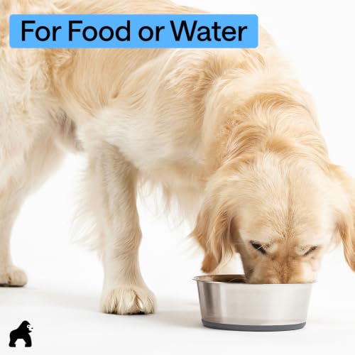 GORILLA GRIP Dog Bowl, Food Grade Stainless Steel Water Bowls, 4 Cup Gray - color: Gray, size: 4 Cup - Single Bowl