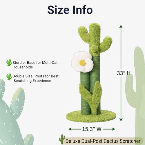 Happi N Pets 33" Cactus Cat Tree, Tall Cat Scratching Post for Large Cats - size: 33"