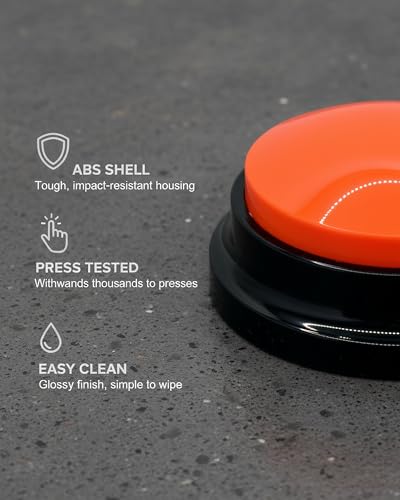 Dog Talk Buttons Voice Recording Button for Communication and Pet Training 30-Second Record & Playback Talking Button for Study, Office, Family, and Kids (Orange, one) - color: Orange