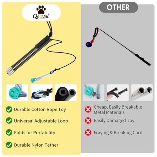 Flirt Pole for Dogs, Heavy Duty 33" Detachable Toy with 5 Lures - color: Rope+Ball