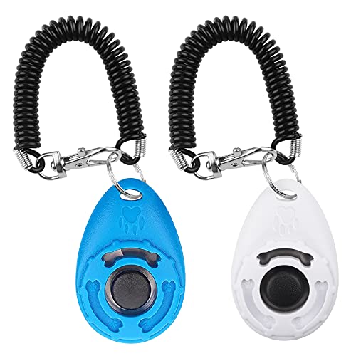 Diyife Dog Clicker for Training, 2 Pack Dog Training Clicker - color: Blue and White