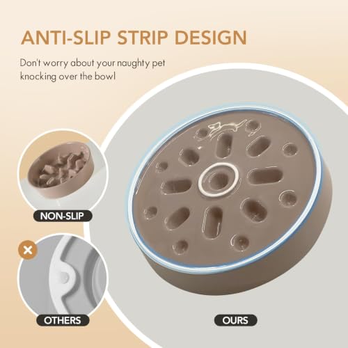 Havniva Elevated Slow Feeder Dog Bowls, 7.3 in Ceramic Slow Feeder Bowl Set - color: Brown Coffee