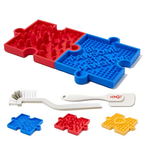 HOWGO Modular Puzzle Lick Mat for Dogs (2Pack, Blue & Red) - color: 2 Blue Red
