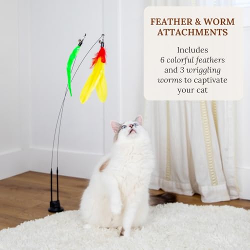 Cat Toys for Indoor Cats, Interactive Cat Toy Wand, Kitten Stuff, 9 Lures - color: Meow Motion Bundle