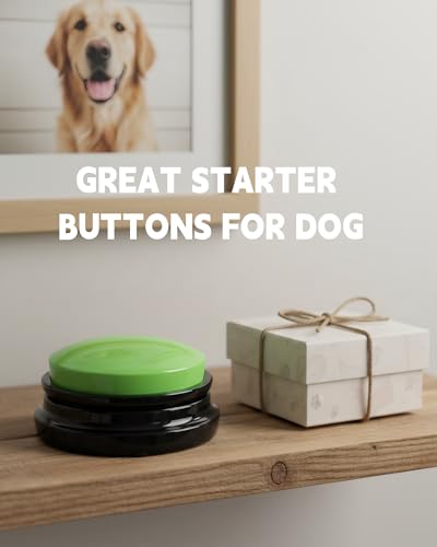Dog Talk Buttons Voice Recording Button for Communication and Pet Training 30-Second Record & Playback Talking Button for Study, Office, Family, and Kids (Green, one) - color: Green