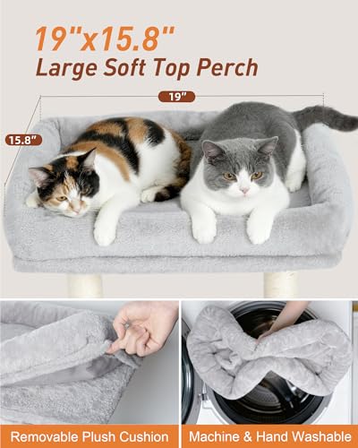 19" Small Cat Tree with Scratching Post for Indoor Cats with Perch - color: Light Gray
