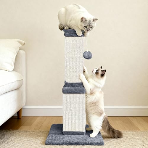 Cat Scratching Post for Indoor Cats, 32Inch Sisal Cat Scratcher - color: Light Gray