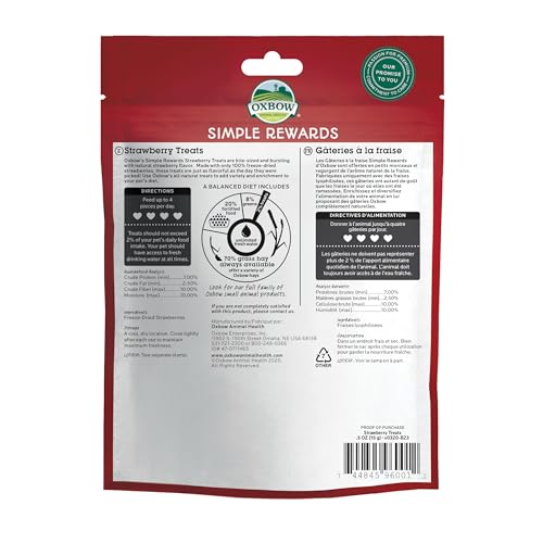 Oxbow Simple Rewards Rabbit Treats & Guinea Pig Treats, Strawberry, 0.5 oz - size: 0.5 Ounce (Pack of 1)