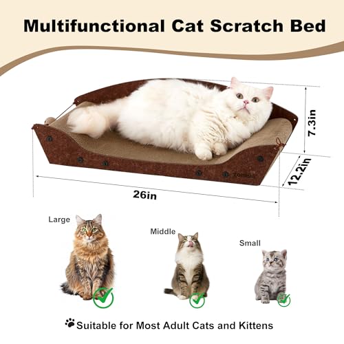 ZOMISIA Cat Ball Track Toy & 26'' Cardboard Cat Scratcher Bed