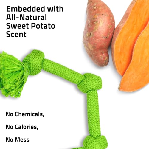 Playology Tug Rope Dog Toys for Large Dogs - Jumbo, Sweet Potato Scent - size: Jumbo, style: Sweet Potato
