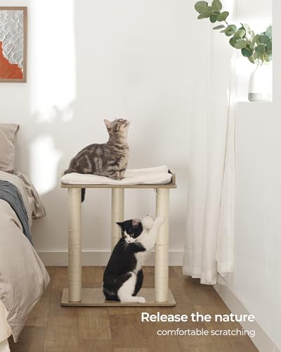 FourFurPets Modern Cat Tree for Large Cats, Full Sisal Cat Scratching Post - color: Greige, size: 19.7"L x 13.4"W x 22"H