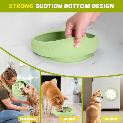 Silicone Dog Lick Bowl, Slow Feeder Dog Bowls with Strong Suction, Green - color: Green