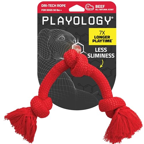 Playology Tug Rope Dog Toys for Large Breed Dogs - Jumbo, Beef Scent - size: Jumbo, style: Beef