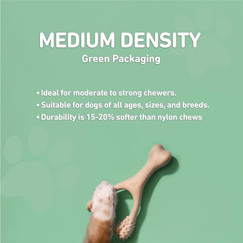 BetterBone Moderate Density Veggie-Scented Dog Chew Toy, Large, Plant-Based Wishbone Dental Enrichment Toy for Chewers Over 60 lbs - size: Large