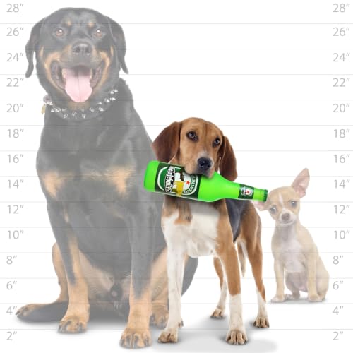 SILLY SQUEAKERS Tuffy 3 Pack Wine Liquor Bottle Dog Toys: Squeaky Dog Toy, Washable and Floats, Vinyl Construction - color: Green HeinieSniff'n Yellow KennelRelaxin JosePero