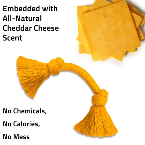 Playology Tug Rope Dog Toys for Medium Dogs - Medium, Cheddar Cheese Scent - size: Medium, style: Cheddar Cheese
