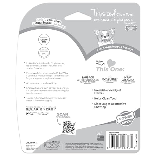 Nylabone Power Chew Original Bone Dog Chew Toys, X-Small, 3 Count - size: X-Small