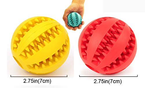 Sunglow 2 Pack Dog Toy Ball - Nontoxic Bite Resistant Teething Toys for Small/Medium/Large Dog and Puppy Cat, Dog Pet Food Treat Feeder Chew Tooth Cleaning Exercise Game IQ Training - color: Red/Yellow, size: 2.75 in