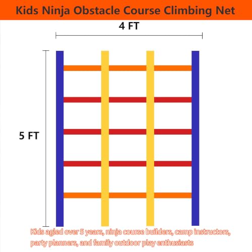 Ninja Climbing Net for Kids Backyard Obstacle Course - size: Ninja Climbing Net