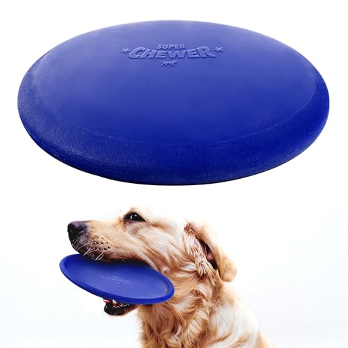 SuperChewer Tough Flying Disc Toy | Lifetime Replacement | Strong Natural Rubber | Great Dog Fetch Toys | Rubber Disc Toy for Dogs | Ultra Durable Chew Toys for Aggressive Chewers | for All Breeds - size: Large