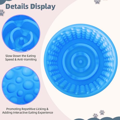 Dog Lick Bowl, Non-Slip Freeze Slow Feeder Small Medium, 1.6 Cup - color: Light Blue