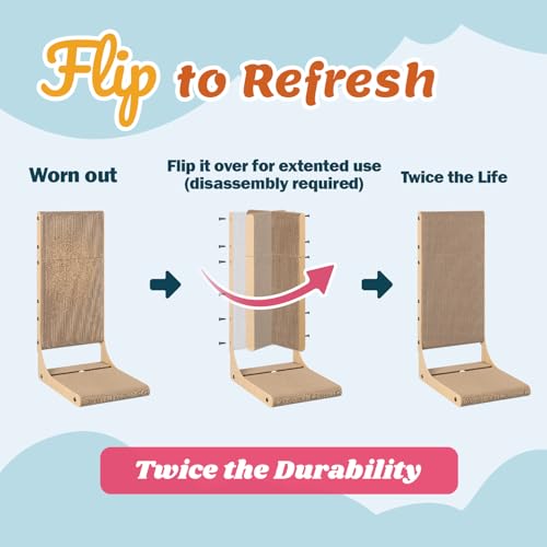 Zakkart 4-Pack Cat Scratching Board, 25.6'' Tall Cardboard L Shape Vertical Cat Scratchers for Indoor Cats, Cat Scratching Post for Wall and Couch, Large - size: Large 2PC (25.6'' tall) (Pack of 2)