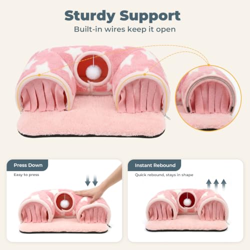 Avont Guinea Pig Tunnel, Small Animal Hideaway Tube Toy - color: Pink, size: Medium