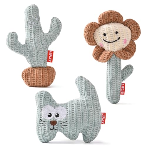 LIFLIX 3PCS Catnip Cat Toys, Cute Cat Nip Plush Toys for Indoor Cats, Interactive Small Cat Kicker Toys(3 Shapes) - color: Cactus, Cat, and Flower 3-Piece Set