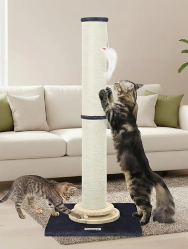 Globlazer 35in Tall 3.9-in Thick Cat Scratching Post for Adult Cats, SC35 - color: Dark Grey