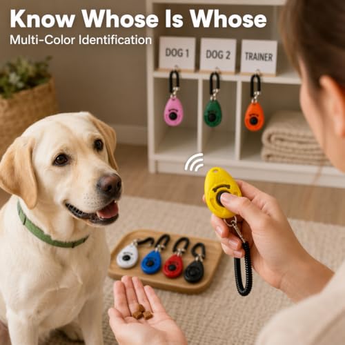 1/2pcs Oval Clicker Training Aid for Dogs, Plastic Dog Clicker Wrist Strap