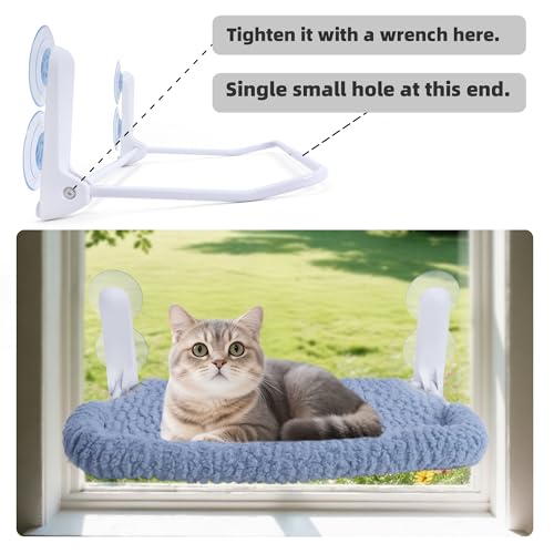 AIWIKIDE Cat Window Perch with Cushion Rim, Easy Install Bracket, Portable Wall Hammock for Indoor Cat, Light Blue - color: Light Blue, size: Cushion Rim - 1 Piece