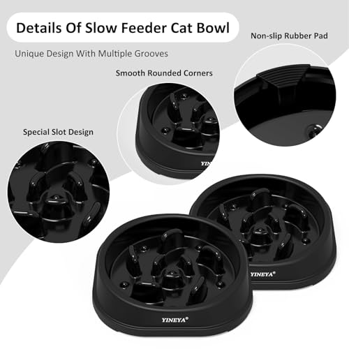 YINEYA Anti-Choking Slow Feeder Dog Bowls Small Size Dog, Slow Feeder Cat Bowl, Supplies and Puzzle for Pet - color: G - Black, size: Small