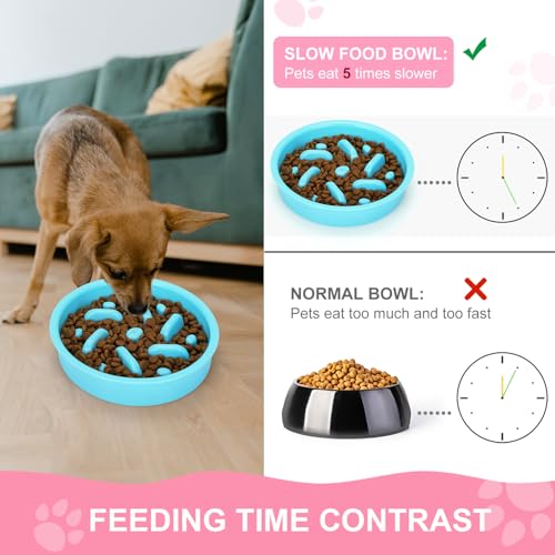 Slow Feeder Dog Bowls 3 in 1 Stainless Steel Food Water Bowl to Slow Eating - color: Light Grey, size: Small ＆ Medium Breed