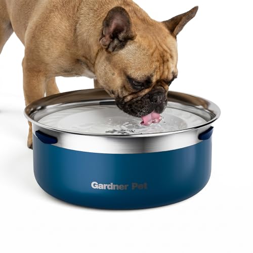 Gardner Pet Slow Water Bowl for Dogs, Stainless Steel Dog Water Bowl, 2L - color: Blue, size: Small (2L)
