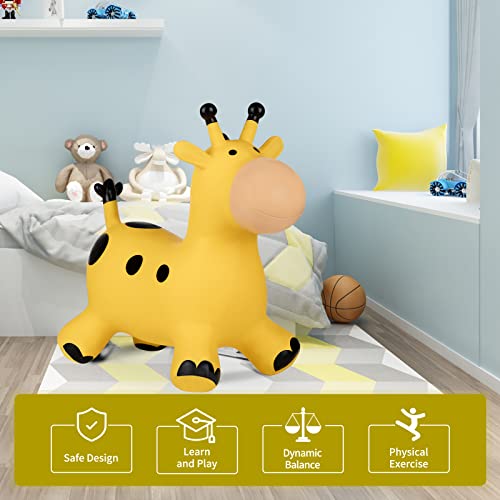 INPANY Bouncy Giraffe Hopper, Gifts Toy for Kid, Pump Included(Yellow) - color: Giraffe