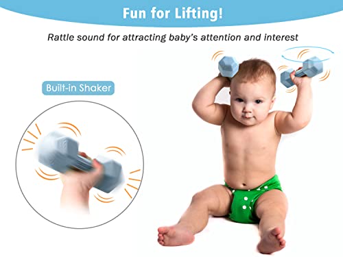 Giftty Baby Dumbbell Toy - Silicone Infant Rattle Teething Toy Teether Toddler Sensory Toy Durable Safe Exercises Workout Weight - Great Gift for Girls and Boys (1pcs - Sandy Brown) - color: Sandy Brown
