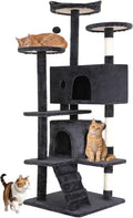 BestOffice 54" Cat Tree with Toy, Multi-Level Cat Tower Indoor Dark Gray - color: Dark Gray, size: 54 Inch