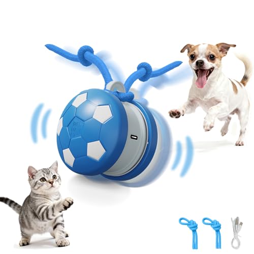 Interactive Dog Toys Dog Ball,Automatic Rolling and Bouncing Moving Dog Toy - color: 1 Blue-football