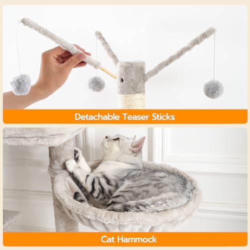 HOOBRO Cat Tree Tower with Litter Box Enclosure for Indoor, Wooden Cat Condo with Scratching Posts, Litter Box Furniture Hidden, All-in-One Cat House, White WT15MZ03 - color: White